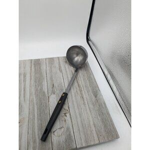 Vintage Kitchen Utensil Stainless Steel Ladle  11 1/2" Black Handle